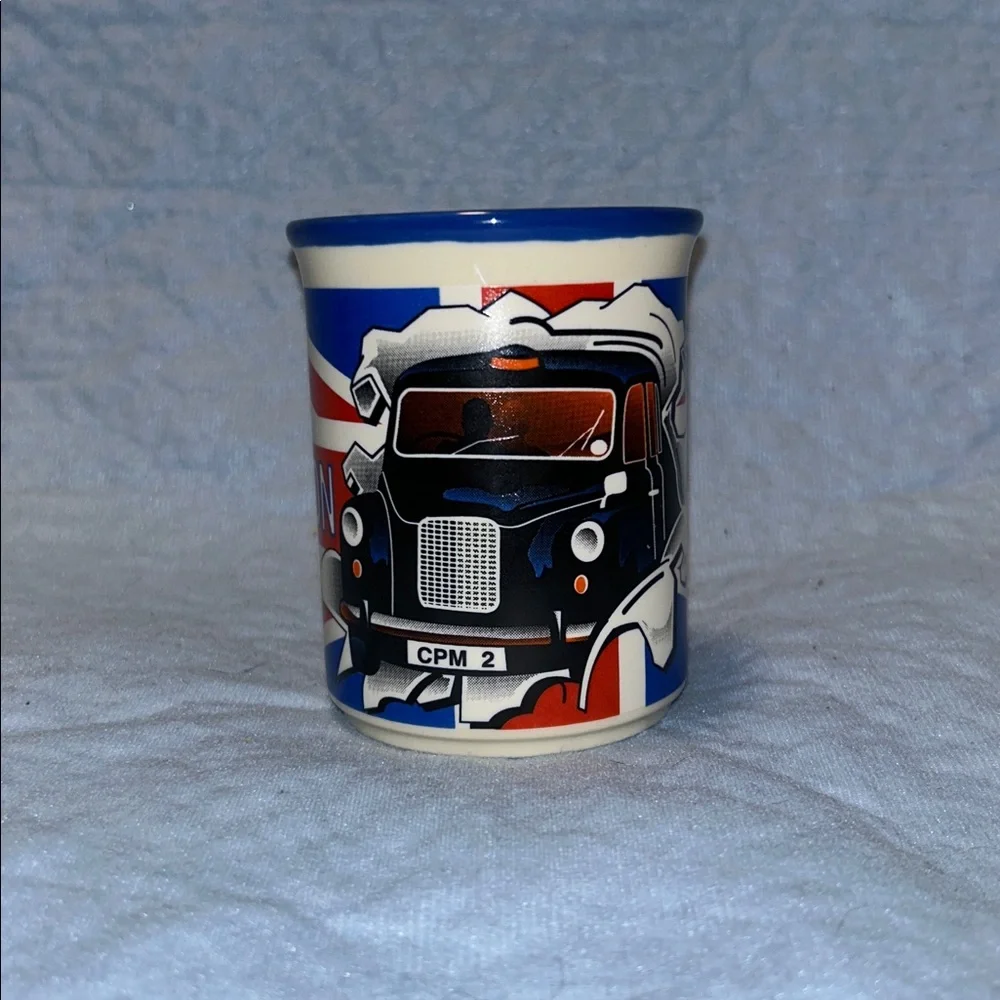 Ceramic London Unmarked Red White Blue Taxi Coffee Cup